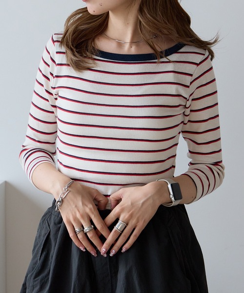 MILLER（ミラー）の「R.P.miller/ミラー Panel ribbed Q/S boat neck ボートネックTシャツ ロンT 2026新作　再入荷（Tシャツ/カットソー・レディース・ブラック/ホワイト/グリーン系/タン/レッド/ブラック系・FREE）」の21枚目の写真