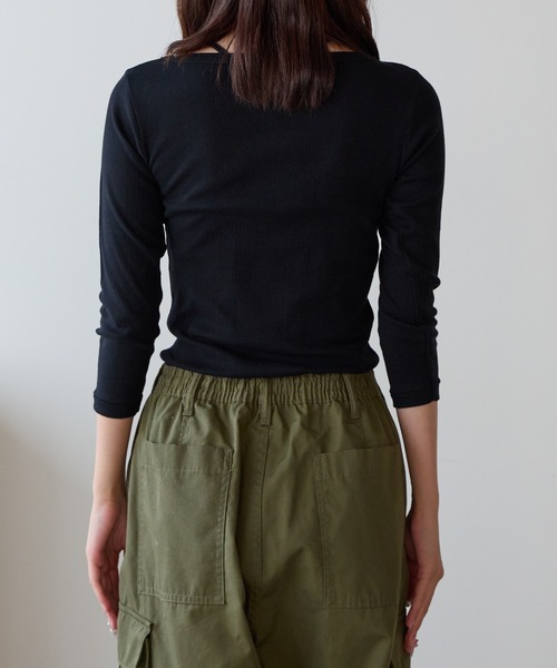 MILLER（ミラー）の「R.P.miller/ミラー Panel ribbed Q/S boat neck ボートネックTシャツ ロンT 2026新作　再入荷（Tシャツ/カットソー・レディース・ブラック/ホワイト/グリーン系/タン/レッド/ブラック系・FREE）」の19枚目の写真