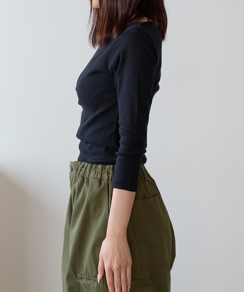 MILLER（ミラー）の「R.P.miller/ミラー Panel ribbed Q/S boat neck ボートネックTシャツ ロンT 2026新作　再入荷（Tシャツ/カットソー・レディース・ブラック/ホワイト/グリーン系/タン/レッド/ブラック系・FREE）」の18枚目の写真