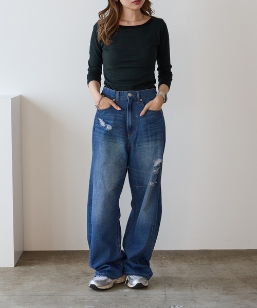 MILLER（ミラー）の「R.P.miller/ミラー Panel ribbed Q/S boat neck ボートネックTシャツ ロンT 2026新作　再入荷（Tシャツ/カットソー・レディース・ブラック/ホワイト/グリーン系/タン/レッド/ブラック系・FREE）」の13枚目の写真