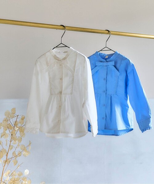 apres les cours（アプレレクール）の「ボウタイ付きブラウス_アプレレクールマシェリ（シャツ/ブラウス・キッズ・アイボリー/ブルー・90/100/110/120/130/140）」の3枚目の写真