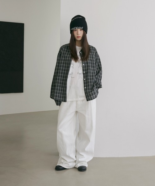 UNE MANSION（ユヌマンション）の「ユニークステッチ刺繍ニットビニー（ニットキャップ/ビーニー・レディース・ブラック/ブラウン・ONE SIZE）」の10枚目の写真