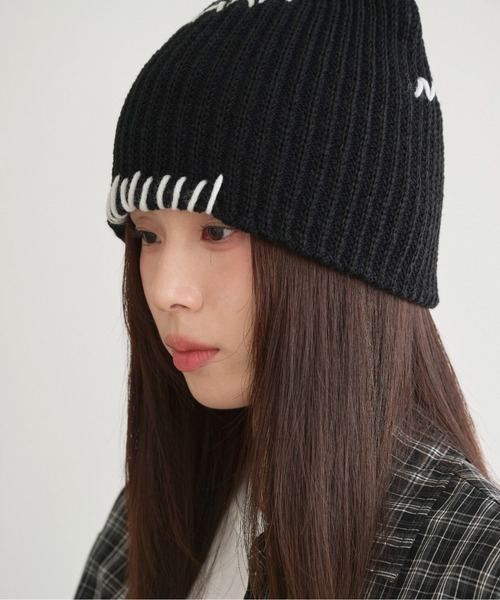 UNE MANSION（ユヌマンション）の「ユニークステッチ刺繍ニットビニー（ニットキャップ/ビーニー・レディース・ブラック/ブラウン・ONE SIZE）」の18枚目の写真