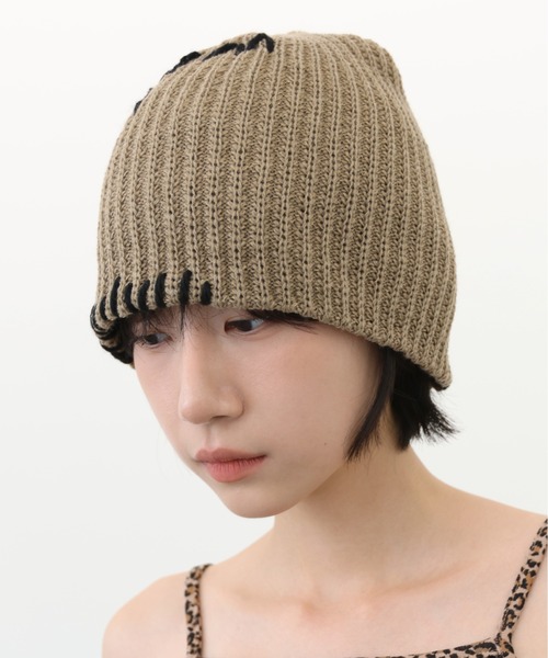 UNE MANSION（ユヌマンション）の「ユニークステッチ刺繍ニットビニー（ニットキャップ/ビーニー・レディース・ブラック/ブラウン・ONE SIZE）」の20枚目の写真