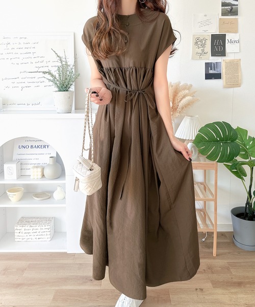 セール】大人のナチュラルスタイル。前後2WAYギャザー使いロングフレア