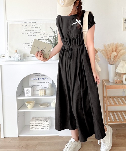 セール】大人のナチュラルスタイル。前後2WAYギャザー使いロングフレア