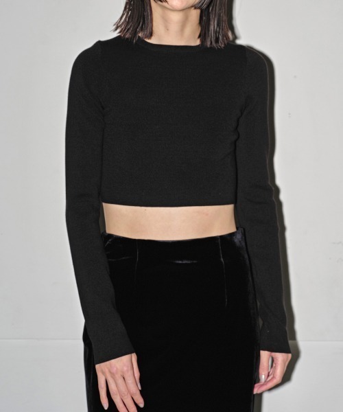 TODAYFUL（トゥデイフル）の「Cropped Smooth Knit（Tシャツ/カットソー・レディース・キナリ/バーガンディー/ブラック/グレー・FREE）」の3枚目の写真