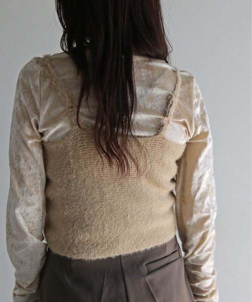 COURO（コウロ）の「ショートフェザーツイストビスチェ（ベスト・レディース・アイボリー/ブラック/グレー/ベージュ・M）」の21枚目の写真