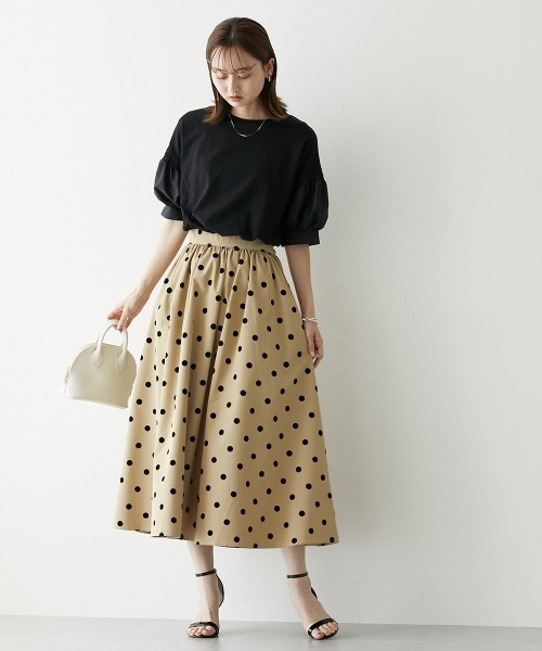 nissen（ニッセン）の「ドット柄フロッキースカート（スカート・レディース・ブラック/ベージュ・LL/S/M/L）」の17枚目の写真