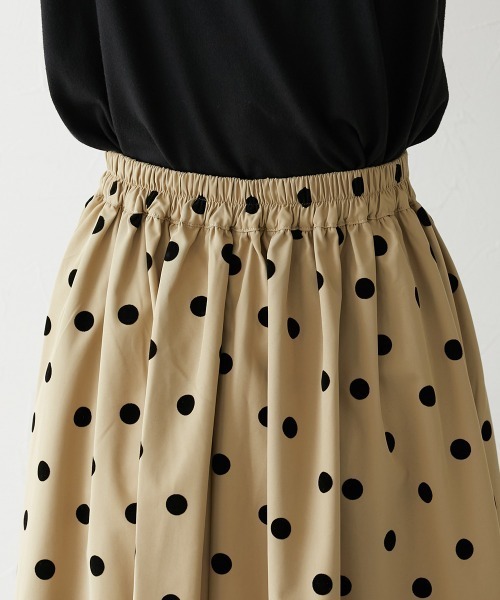 nissen（ニッセン）の「ドット柄フロッキースカート（スカート・レディース・ブラック/ベージュ・LL/S/M/L）」の20枚目の写真