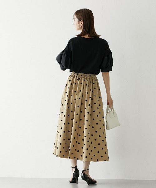 nissen（ニッセン）の「ドット柄フロッキースカート（スカート・レディース・ブラック/ベージュ・LL/S/M/L）」の14枚目の写真