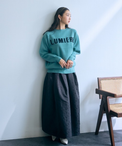slattgir(スラットジール)の「高身長 ジャガードロゴニット(トールサイズ)Essenave(ニット/セーター・レディース・グリーン/ネイビー・M/L/LL/3L)」の5枚目の写真