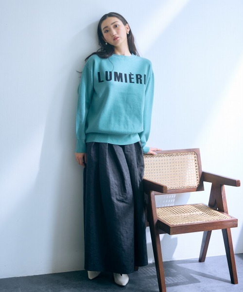 slattgir(スラットジール)の「高身長 ジャガードロゴニット(トールサイズ)Essenave(ニット/セーター・レディース・グリーン/ネイビー・M/L/LL/3L)」の6枚目の写真