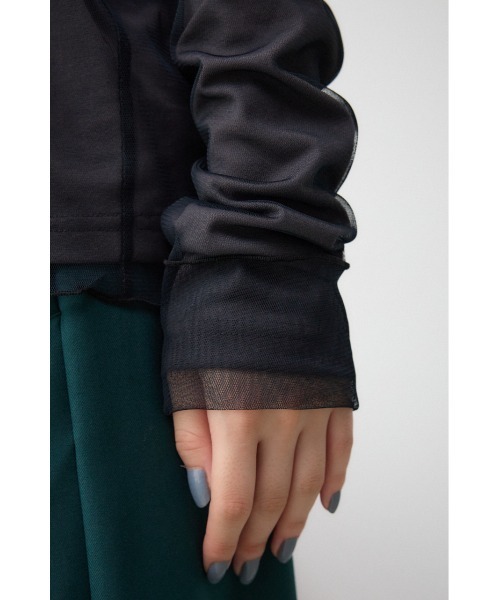 AZUL by moussy（アズールバイマウジー）の「チュールレイヤードロングTシャツ（Tシャツ/カットソー・レディース・チャコールグレー/ライトグレー/オフホワイト・FREE）」の12枚目の写真