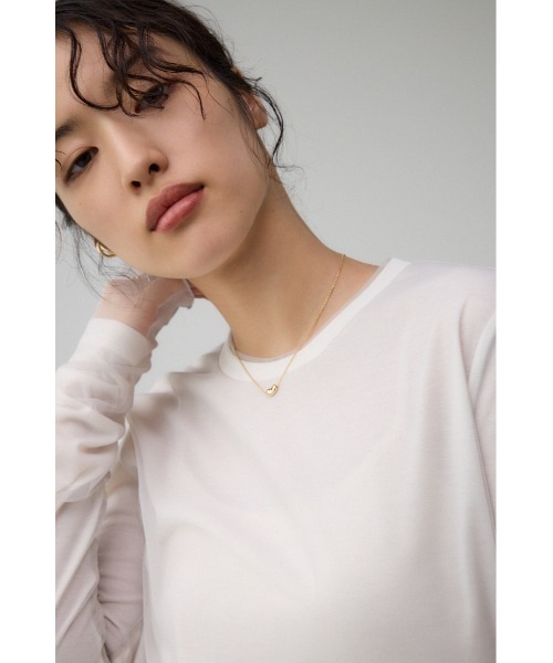 AZUL by moussy（アズールバイマウジー）の「チュールレイヤードロングTシャツ（Tシャツ/カットソー・レディース・チャコールグレー/ライトグレー/オフホワイト・FREE）」の15枚目の写真