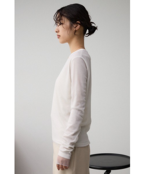 AZUL by moussy（アズールバイマウジー）の「チュールレイヤードロングTシャツ（Tシャツ/カットソー・レディース・チャコールグレー/ライトグレー/オフホワイト・FREE）」の19枚目の写真