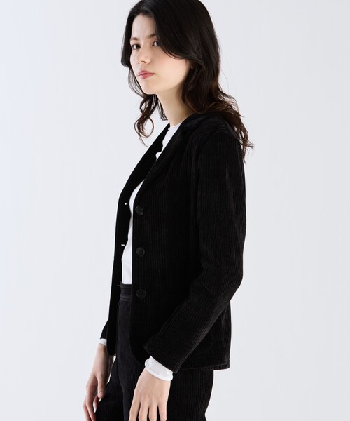 agnes b.（アニエスベー）の「コーデュロイ ジャージー テーラードジャケット "New College"（テーラードジャケット・レディース・ブラック・3）」の3枚目の写真