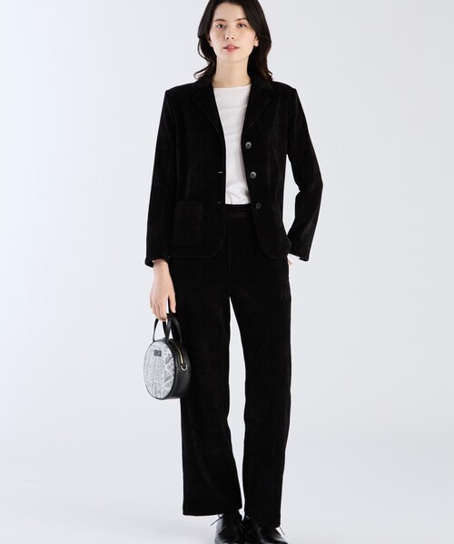 agnes b.（アニエスベー）の「コーデュロイ ジャージー テーラードジャケット "New College"（テーラードジャケット・レディース・ブラック・3）」の5枚目の写真