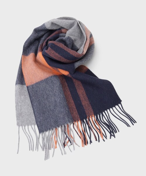 THE SHOP TK （ザ ショップ ティーケー ）の「◆ウールブロックチェックシングルマフラー ユニセックス（マフラー・レディース・ワイン系1/ネイビー系1/イエロー系1/ブルー系1/チャコールグレー/ブラウン系2・00）」の8枚目の写真