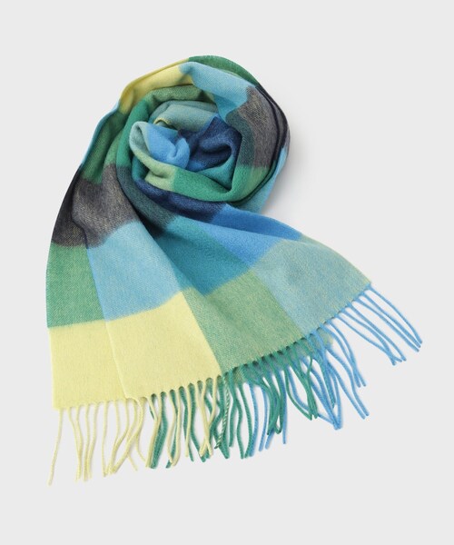 THE SHOP TK （ザ ショップ ティーケー ）の「◆ウールブロックチェックシングルマフラー ユニセックス（マフラー・レディース・ワイン系1/ネイビー系1/イエロー系1/ブルー系1/チャコールグレー/ブラウン系2・00）」の9枚目の写真