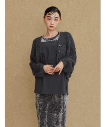 STRATA エストラータ デニムライクテーラードタックジレ 美品 デニムライクテーラードタックジレ 【低身長・小柄女性