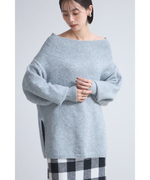 &. NOSTALGIA(アンドドットノスタルジア)の「起毛オフショルニットチュニック(ニット/セーター・レディース・ピンク/アイボリー/グレー・M)」の3枚目の写真