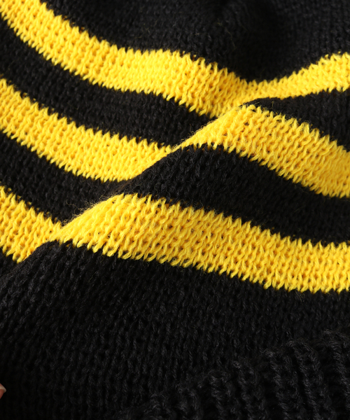 INFIELDER DESIGN（インフィールダーデザイン）の「INFIELDER DESIGN / インフィールダーデザイン 別注 LINE PON PON BEANIE（ハット・メンズ・タン/ブラック・FREE）」の4枚目の写真