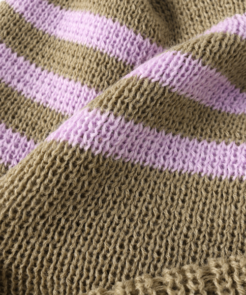 INFIELDER DESIGN（インフィールダーデザイン）の「INFIELDER DESIGN / インフィールダーデザイン 別注 LINE PON PON BEANIE（ハット・メンズ・タン/ブラック・FREE）」の5枚目の写真