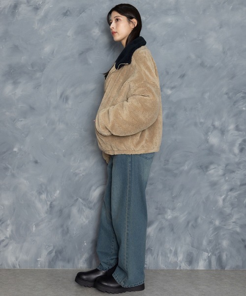 Starting Over(スターティングオーバー)の「shaggy fleece short blouson/シャギーフリース ショート ボアブルゾン(ブルゾン・メンズ・ブラック/オフホワイト/ベージュ・M/L/XL)」の8枚目の写真