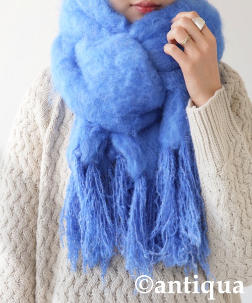 antiqua(アンティカ)の「フリンジマフラー(マフラー・レディース・オレンジ/イエロー/ブルー・ONESIZE)」の4枚目の写真