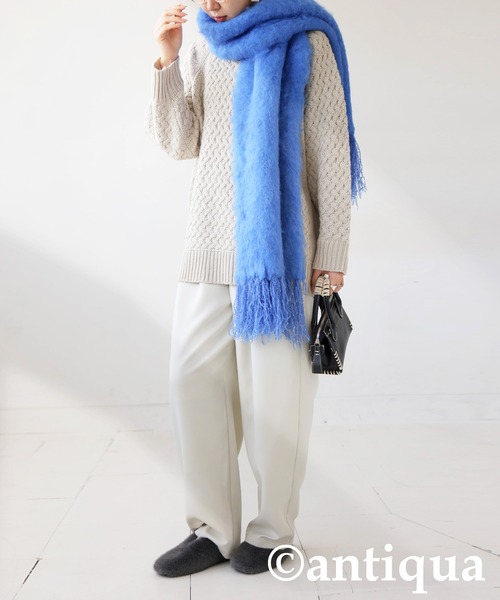 antiqua(アンティカ)の「フリンジマフラー(マフラー・レディース・オレンジ/イエロー/ブルー・ONESIZE)」の5枚目の写真