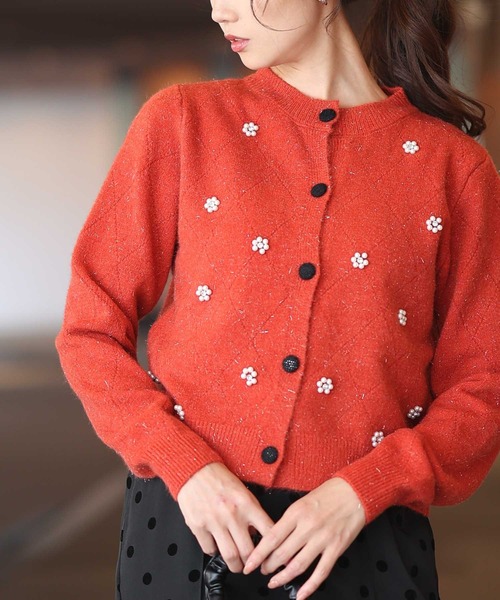 Sawa a la mode(サワアラモード)の「ダイヤ柄ラメニットカーディガン(カーディガン/ボレロ・レディース・ブラック/レッド/ホワイト・FREE)」の3枚目の写真