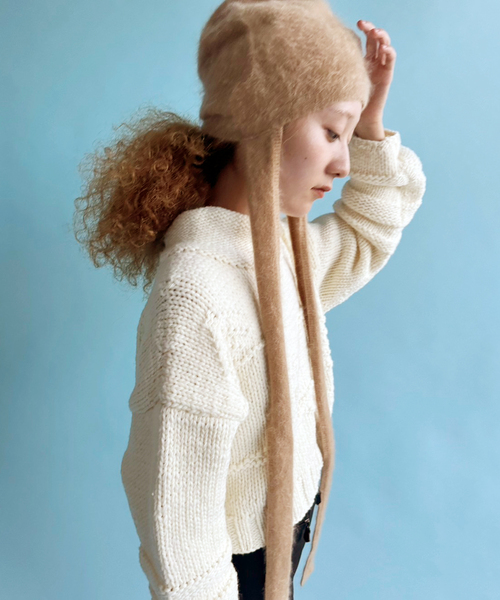 EDIT. FOR LULU(エディットフォールル)の「【LISA YANG/リサ・ヤン】Brushed Tied Hood(ニットキャップ/ビーニー・レディース・ブラウン/ブラック・FREE)」の6枚目の写真