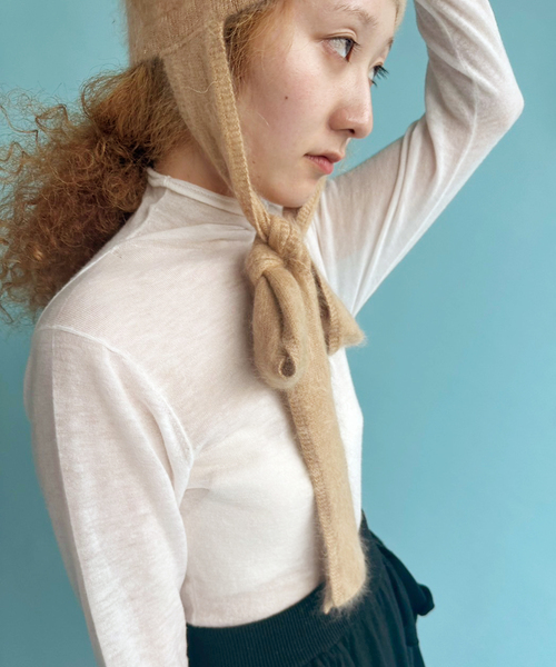 EDIT. FOR LULU(エディットフォールル)の「【LISA YANG/リサ・ヤン】Brushed Tied Hood(ニットキャップ/ビーニー・レディース・ブラウン/ブラック・FREE)」の8枚目の写真