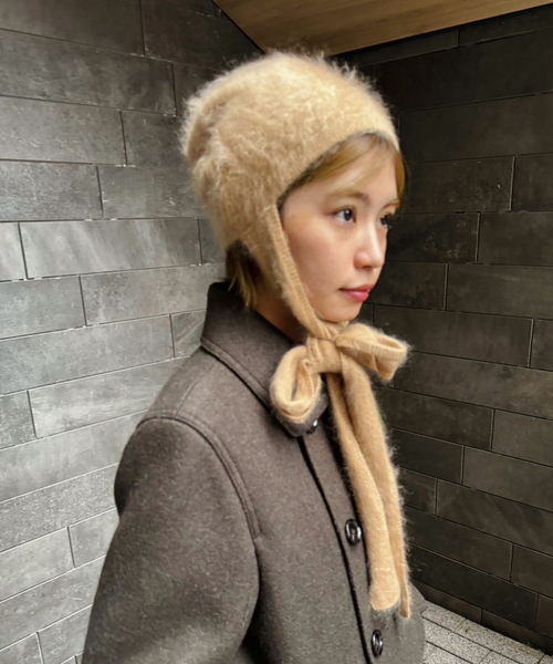 EDIT. FOR LULU(エディットフォールル)の「【LISA YANG/リサ・ヤン】Brushed Tied Hood(ニットキャップ/ビーニー・レディース・ブラウン/ブラック・FREE)」の10枚目の写真