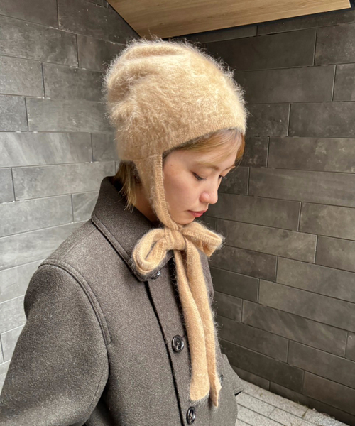 EDIT. FOR LULU(エディットフォールル)の「【LISA YANG/リサ・ヤン】Brushed Tied Hood(ニットキャップ/ビーニー・レディース・ブラウン/ブラック・FREE)」の11枚目の写真