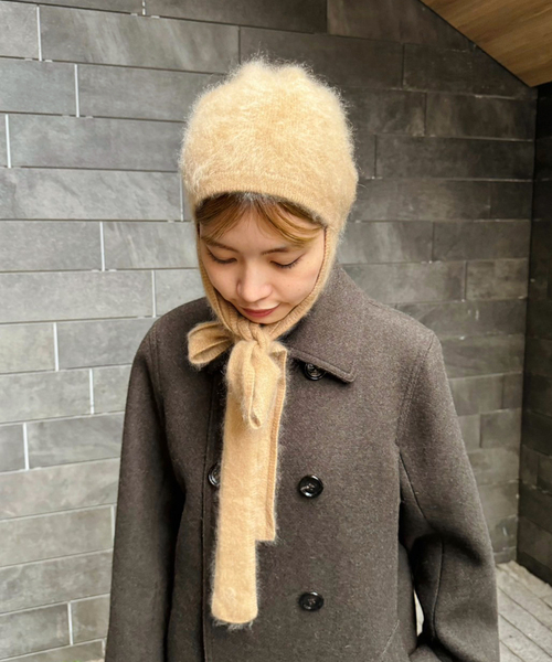 EDIT. FOR LULU(エディットフォールル)の「【LISA YANG/リサ・ヤン】Brushed Tied Hood(ニットキャップ/ビーニー・レディース・ブラウン/ブラック・FREE)」の12枚目の写真