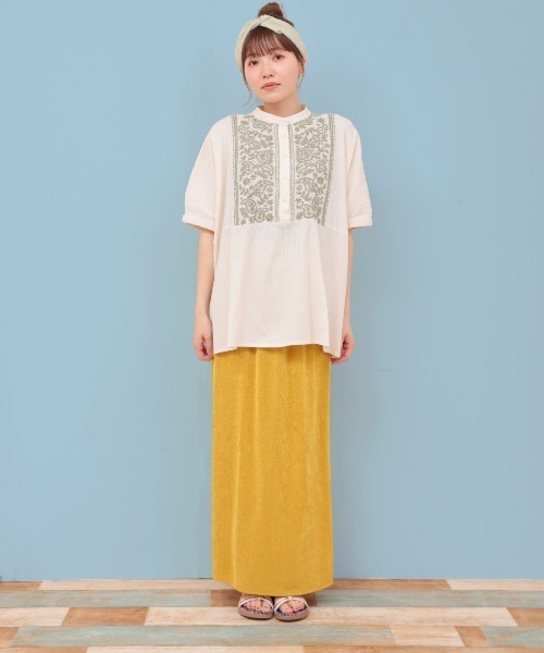 チチカカ(チチカカ)の「Rico クレープペイズリー刺繍プルオーバー(シャツ/ブラウス・レディース・イエロー/ライトベージュ/チャコールグレー・FREE)」の9枚目の写真