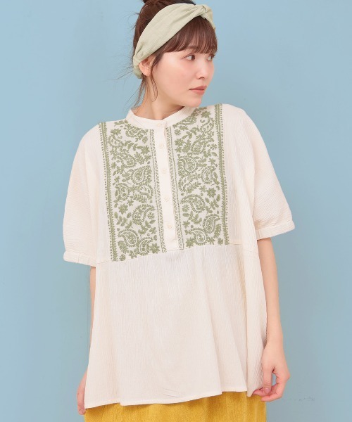 チチカカ(チチカカ)の「Rico クレープペイズリー刺繍プルオーバー(シャツ/ブラウス・レディース・イエロー/ライトベージュ/チャコールグレー・FREE)」の10枚目の写真