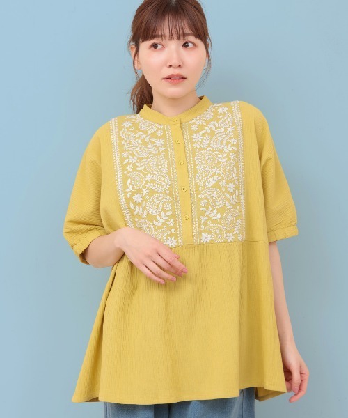 チチカカ(チチカカ)の「Rico クレープペイズリー刺繍プルオーバー(シャツ/ブラウス・レディース・イエロー/ライトベージュ/チャコールグレー・FREE)」の12枚目の写真