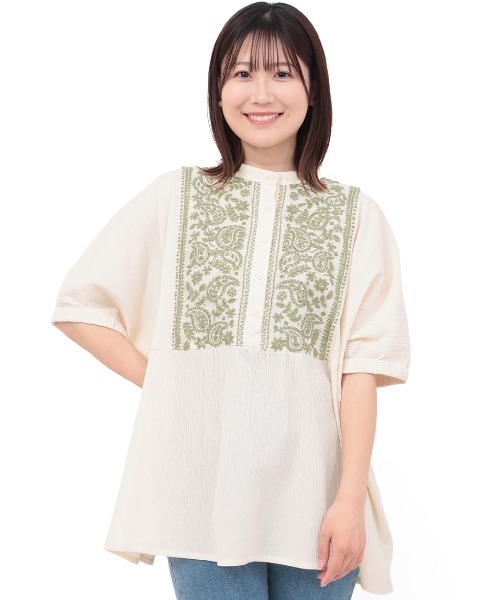 チチカカ(チチカカ)の「Rico クレープペイズリー刺繍プルオーバー(シャツ/ブラウス・レディース・イエロー/ライトベージュ/チャコールグレー・FREE)」の15枚目の写真