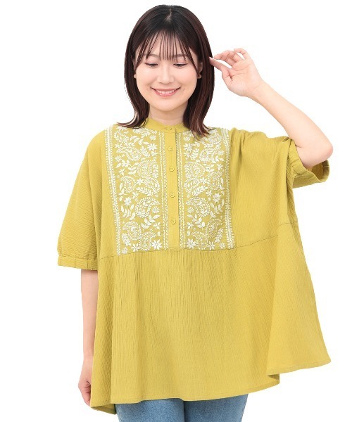 チチカカ(チチカカ)の「Rico クレープペイズリー刺繍プルオーバー(シャツ/ブラウス・レディース・イエロー/ライトベージュ/チャコールグレー・FREE)」の16枚目の写真