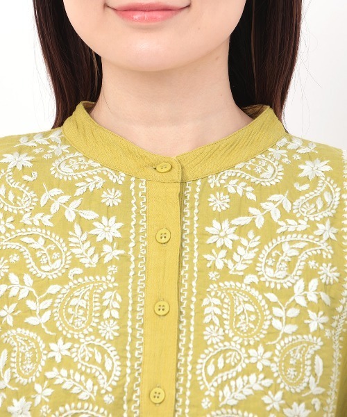 チチカカ(チチカカ)の「Rico クレープペイズリー刺繍プルオーバー(シャツ/ブラウス・レディース・イエロー/ライトベージュ/チャコールグレー・FREE)」の20枚目の写真