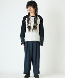 DIET BUTCHER/ダイエットブッチャー Embroidery sleeve docking raglan t-shirt ラグランスリーブロンティー