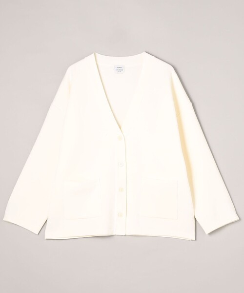 ホワイト Vネック フレンチニットカーデ セール】コットンミックスプレーティングVネックニットカーディガン