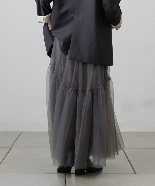 COLONY 2139（コロニートゥーワンスリーナイン）の「変形ティアードチュールスカート（スカート・レディース・ブラック/サックスブルー/チャコールグレー・FREE）」の13枚目の写真