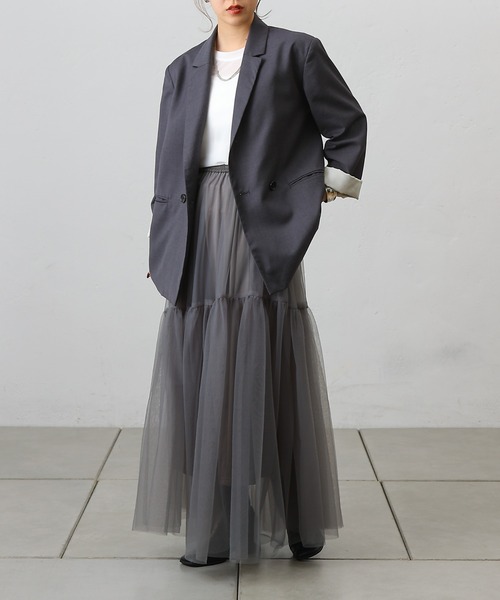 COLONY 2139（コロニートゥーワンスリーナイン）の「変形ティアードチュールスカート（スカート・レディース・ブラック/サックスブルー/チャコールグレー・FREE）」の16枚目の写真