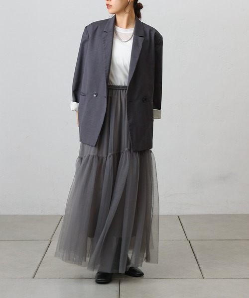 COLONY 2139（コロニートゥーワンスリーナイン）の「変形ティアードチュールスカート（スカート・レディース・ブラック/サックスブルー/チャコールグレー・FREE）」の17枚目の写真