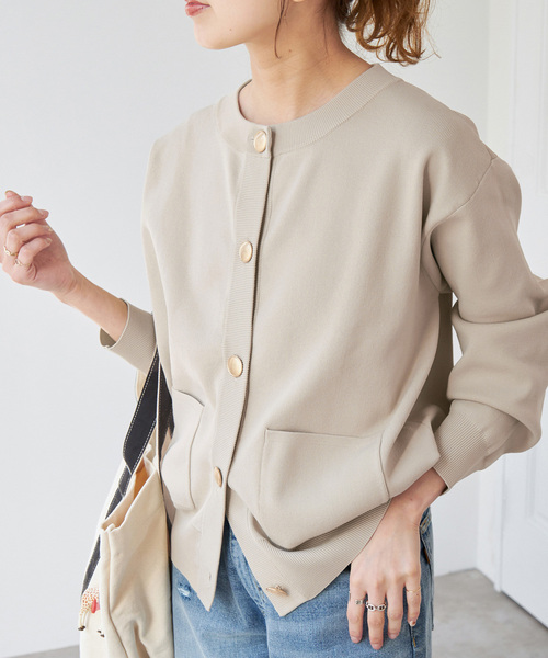 Spick & Span（スピックアンドスパン）の「《WEB限定 / 追加4》ウォッシャブクルーネックカーディガン（カーディガン/ボレロ・レディース・ブラック/ライトグレー・FREE）」の2枚目の写真