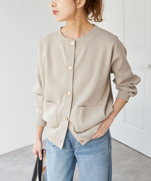 Spick & Span（スピックアンドスパン）の「《WEB限定 / 追加4》ウォッシャブクルーネックカーディガン（カーディガン/ボレロ・レディース・ブラック/ライトグレー・FREE）」の6枚目の写真